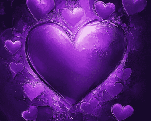 Purple Hearts Diamond Painting