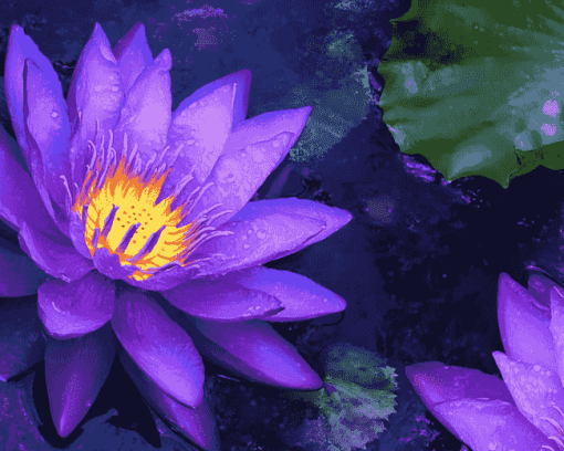 Purple Lotus Blossoms Diamond Painting