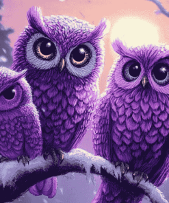 Purple Owl Animation Diamond Painting