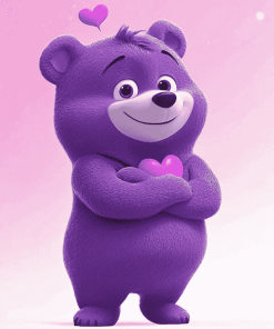 Purple Share Bear Animation Diamond Painting