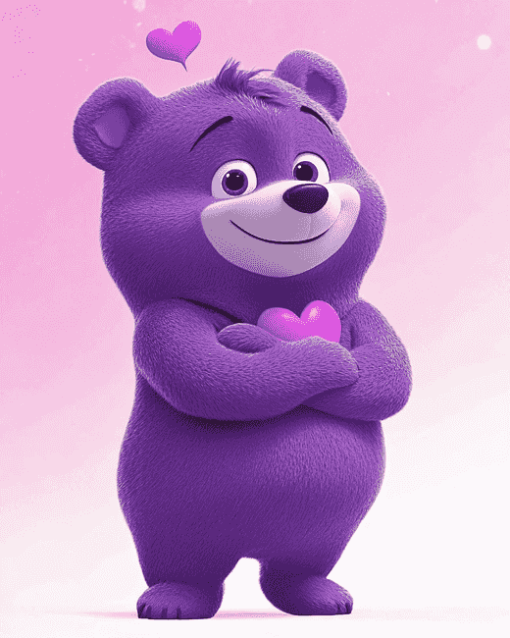 Purple Share Bear Animation Diamond Painting