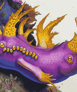 Purple Yellow Sea Slug Diamond Painting