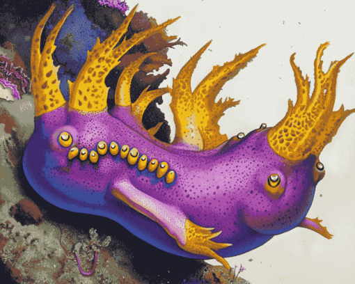 Purple Yellow Sea Slug Diamond Painting