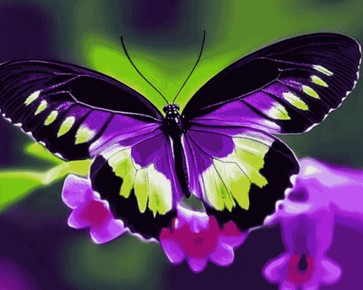 Purple and Black Butterfly Diamond Painting