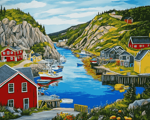 Quidi Vidi River Landscape Diamond Painting