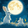 Rabbit and Moon Diamond Painting