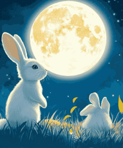 Rabbit and Moon Diamond Painting