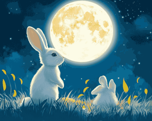 Rabbit and Moon Diamond Painting