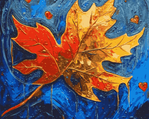 Rainy Maple Heart Diamond Painting