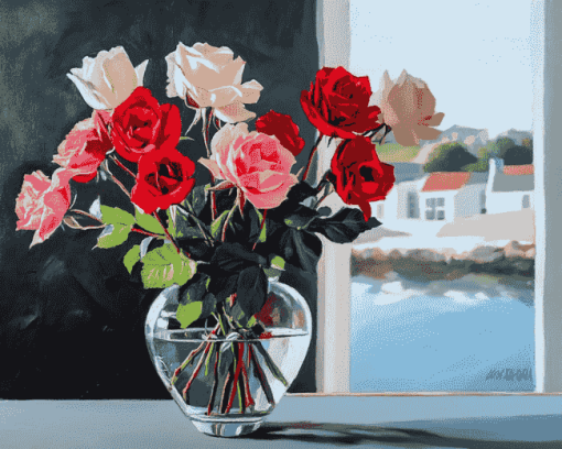 Raymond Wintz Roses in Vase Diamond Painting