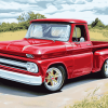 Red 64 Chevy Stepside Truck Diamond Painting