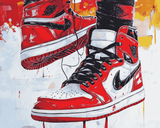 Red Air Jordan Sneakers Diamond Painting