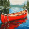 Red Canoe Lake Adventure Diamond Painting