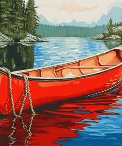 Red Canoe Lake Adventure Diamond Painting