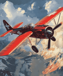 Red Fokkerdi Aircraft Diamond Painting