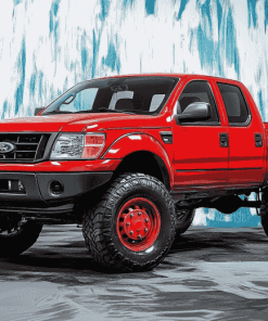 Red Ford Ranger 2007 Truck Diamond Painting