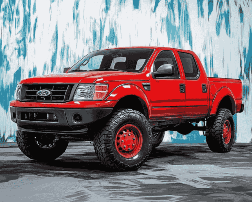 Red Ford Ranger 2007 Truck Diamond Painting