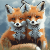 Red Fox Cubs Diamond Painting