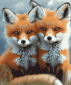 Red Fox Cubs Diamond Painting