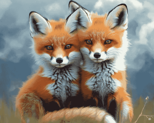 Red Fox Cubs Diamond Painting