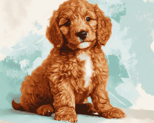 Red Goldendoodle Puppy Diamond Painting