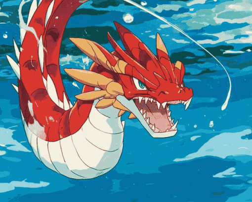 Red Gyarados Dragon Diamond Painting