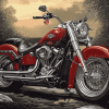 Red Harley Low Boy Motorcycles Diamond Painting