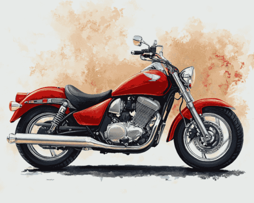 Red Honda Shadow Engines Diamond Painting