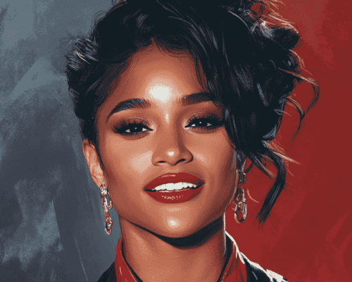 Red Lipstick Ariana DeBose Diamond Painting