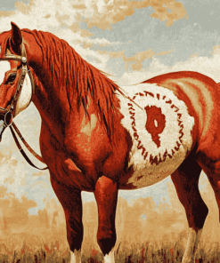 Red Native Horse Diamond Painting