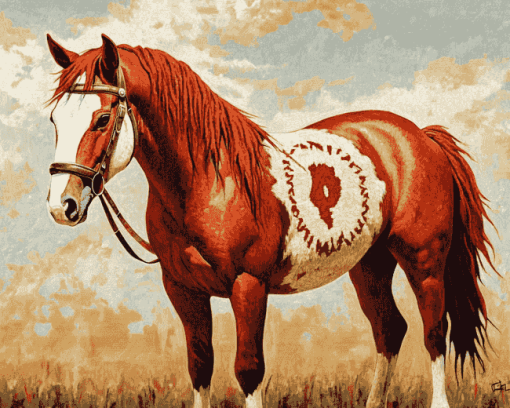 Red Native Horse Diamond Painting