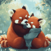 Red Panda Couple Anime Diamond Painting