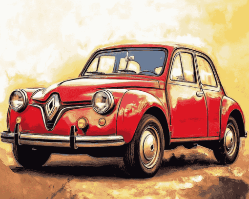 Red Renault Car Diamond Painting