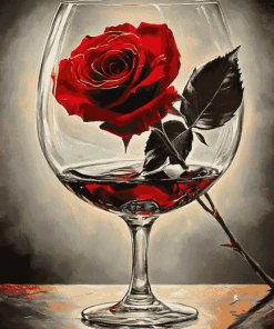 Red Rose Glass Bloom Diamond Painting