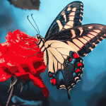 Red Rose with Butterfly Diamond Painting