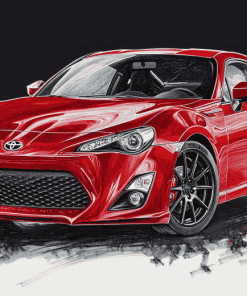 Red Scion Sports Car Diamond Painting