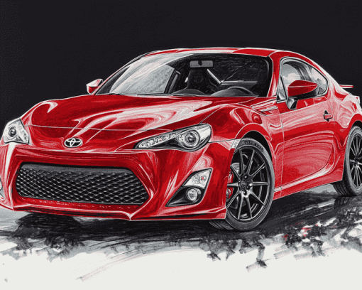 Red Scion Sports Car Diamond Painting