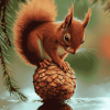 Red Squirrel Acorn Diamond Painting