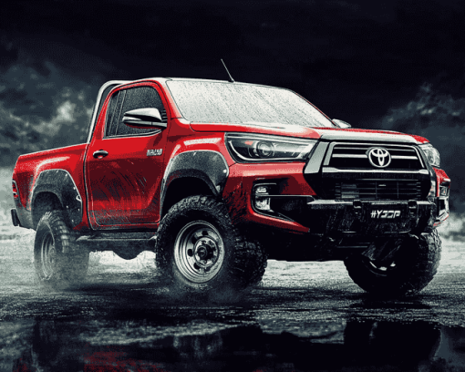 Red Toyota Hilux Truck Diamond Painting