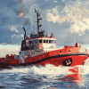 Red Tug Boat Marine Diamond Painting