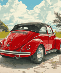 Red VW Super Beetle Diamond Painting