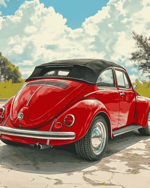 Red VW Super Beetle Diamond Painting