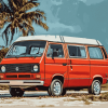 Red Vanagon Classic Vans Diamond Painting