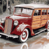 Red Woody Car Design Diamond Painting