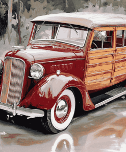 Red Woody Car Design Diamond Painting