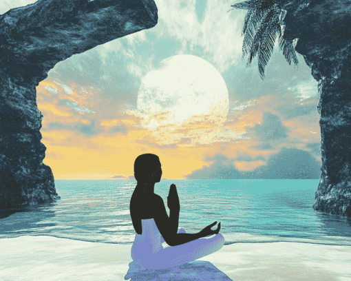 Relaxing Beach Yoga Diamond Painting