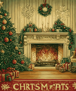 Retro Christmas Scene Diamond Painting