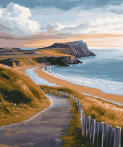 Rhossili Bay Landscape Diamond Painting