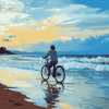 Riding a Bicycle by the Seaside Diamond Painting