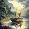 River Cruiser Seascape Diamond Painting